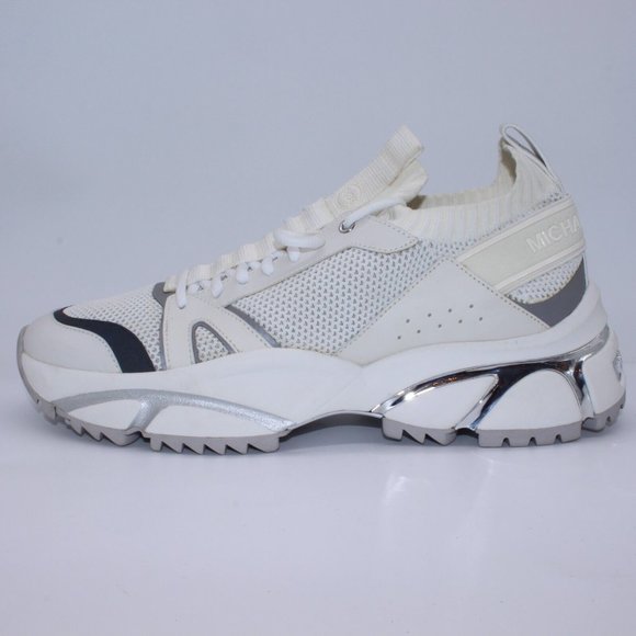 Michael Kors Men\'s Lucas Athletic Sneakers Size 11.5 White/Metallic Silver main image 8